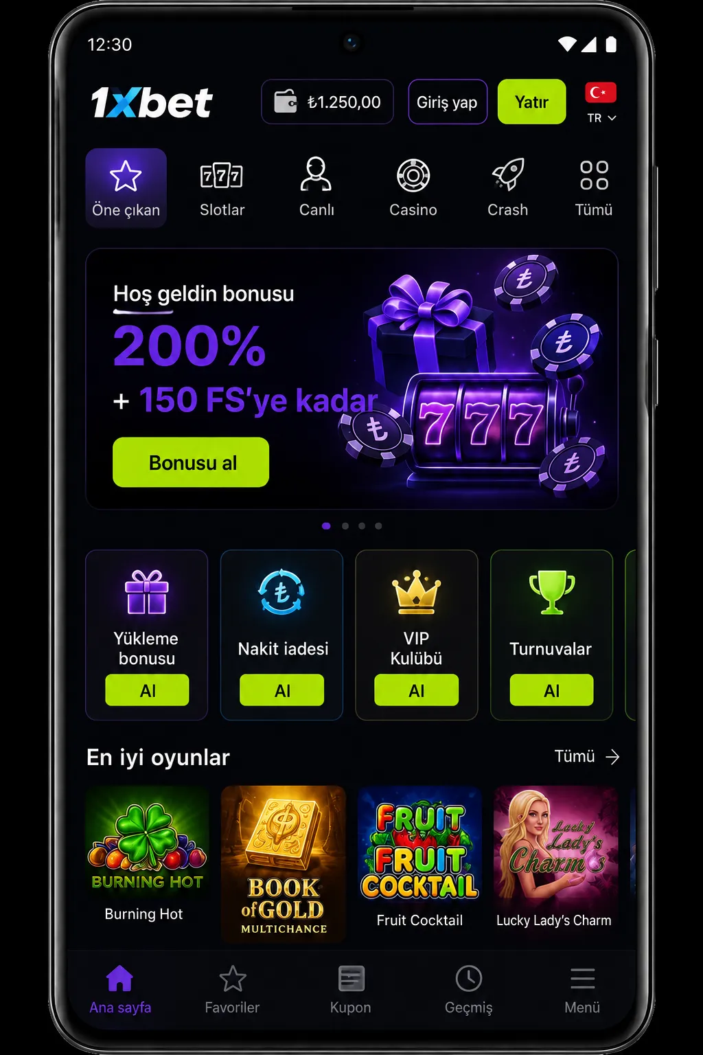 1xBet app uygulama içindeki oyunlar ve özellikler Türkiye